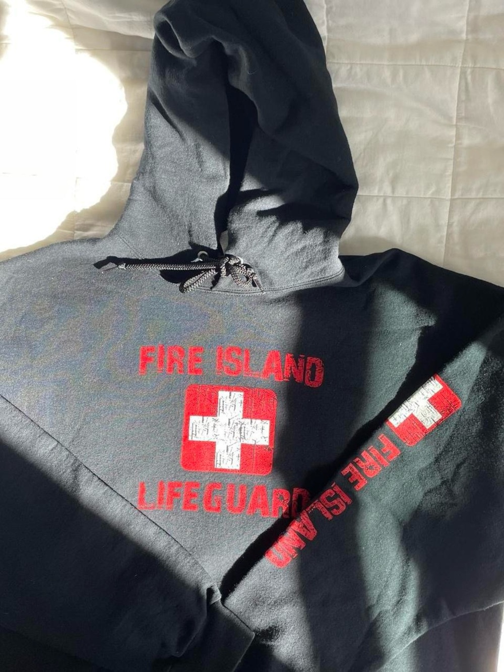 Jerzees Fire Island Lifeguard Black Sweatshirt Hoodie - XL